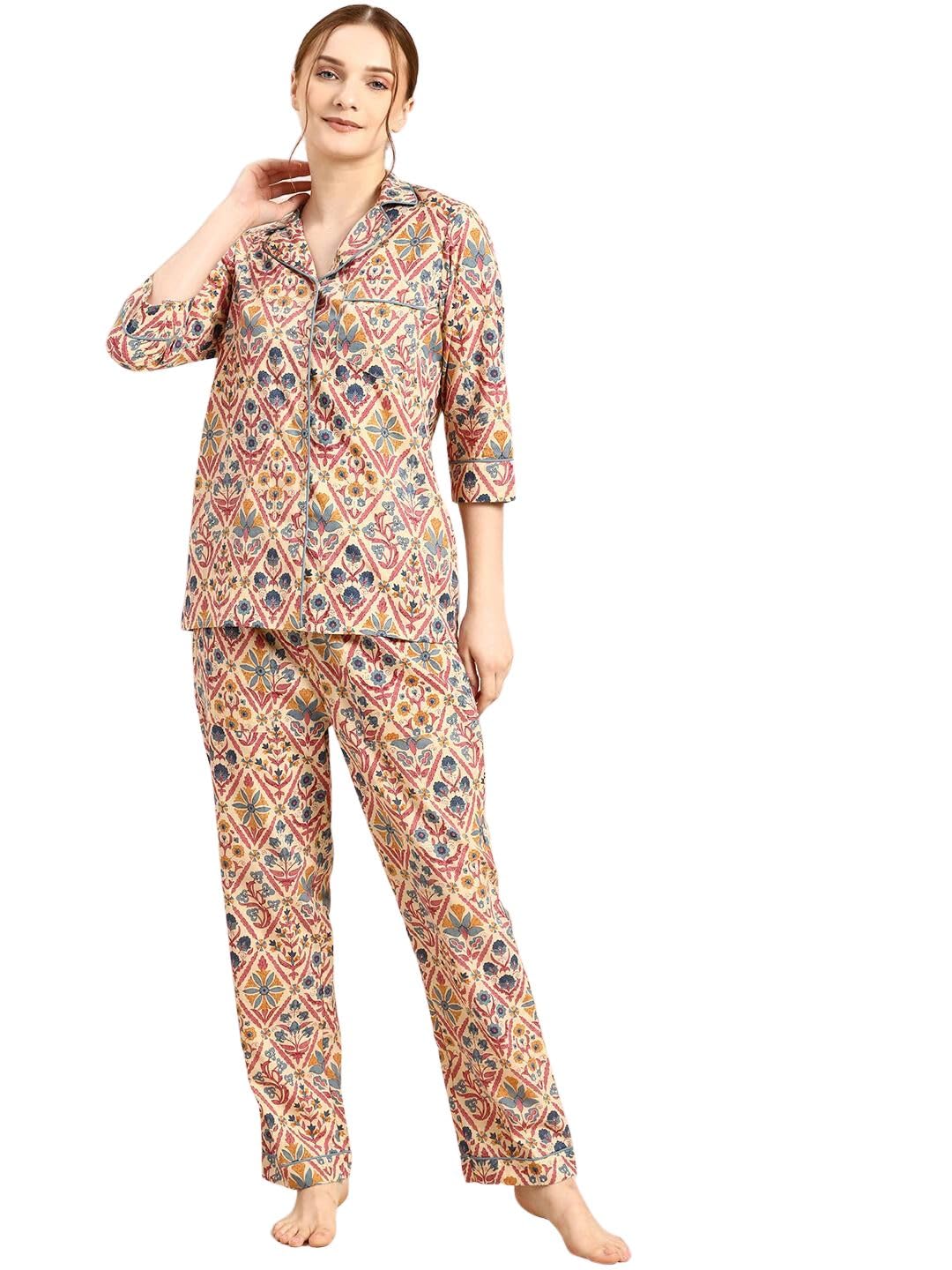 Rytras Women’s Rayon Printed Night Suit Set – Shirt Pajama Set Top & Pajamas (Pack of 1) – Buy Online Now