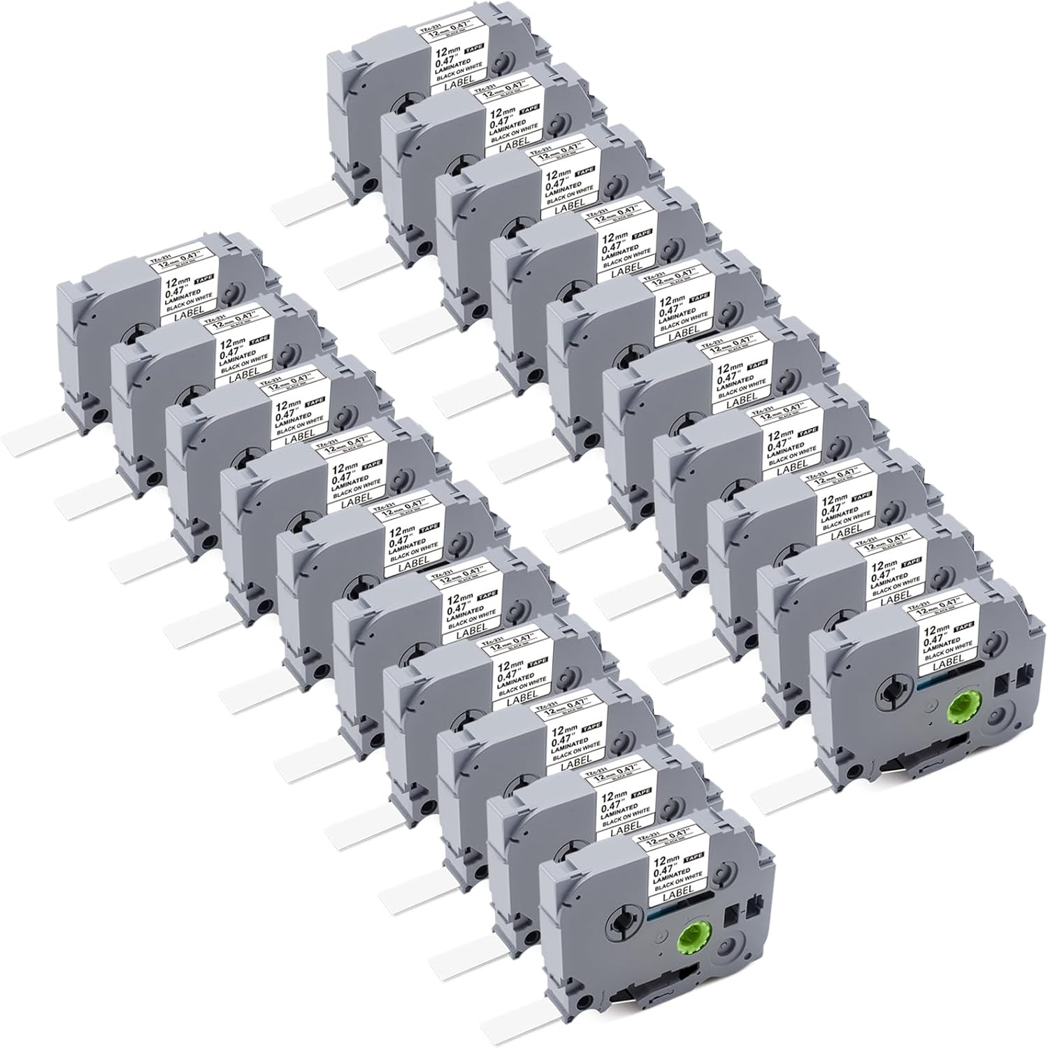 Brother TZe-231 1/2 In. Black On White P-Touch Label Tape 12mm TZ-231 - Foto 8