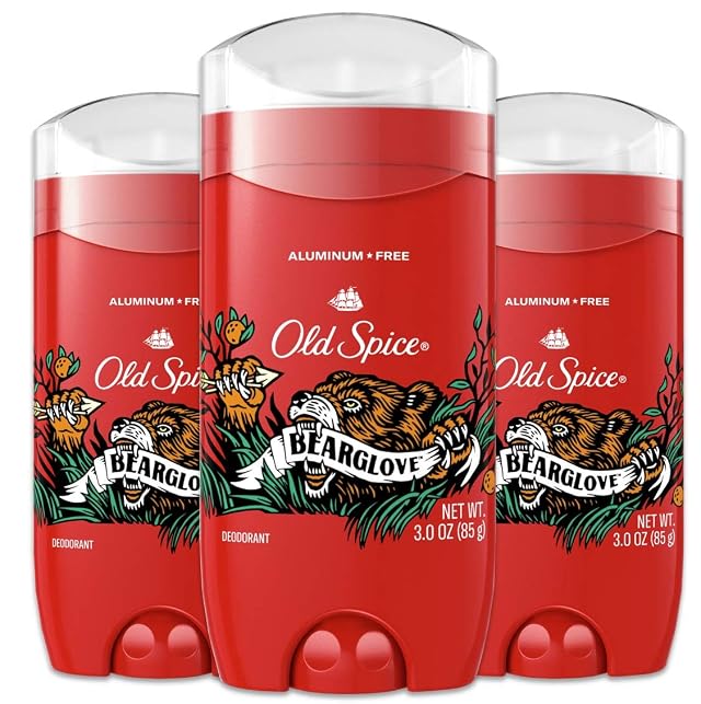 Old Spice Aluminum Free Deodorant for Men with 48 Hour Protection Bearglove Scent 3 Oz Pack Of 3