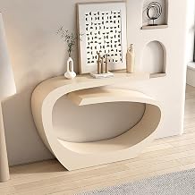 Living Room Decorative Table,Modern Metal Console Tables with Abstract Base, Lovely Free Form Narrow Entryway Table Living Room Sofa TablesCream White,120x30x85cm/47.2x11.8x33.5in