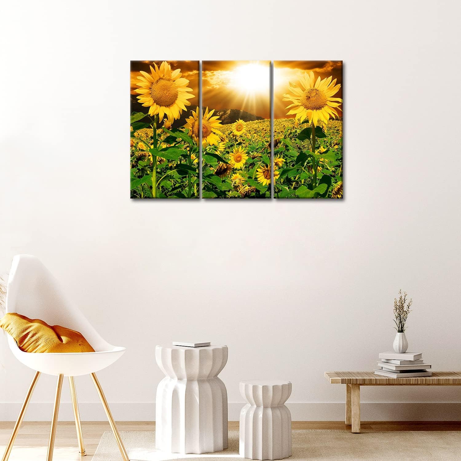 lianyibo Sunflower Wall Art Canvas Print 3 Pieces Modern Artwork Flower Pictures Photo Prints On Canvas for Home Decor (50 x 75 cm x 3 / Inner Frame)