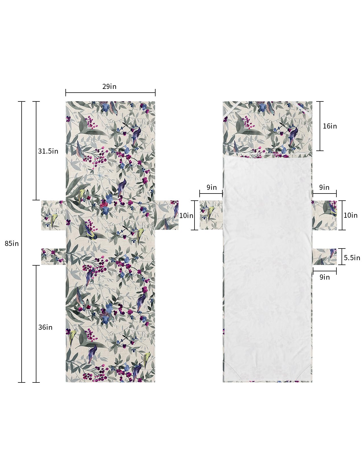 Gray Botanical Beach Lounge Chair Towel Cover, Soft Chaise Lounge Towel with Side Pockets Patio Pool Chairs Cover for Beach/Pool Sunbathing 29x85 Rustic Spring Floral Summer Botanical Birds