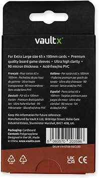 Vault X Extra Large Board Game Sleeves (80 Pack) 67 x 102mm Clear
