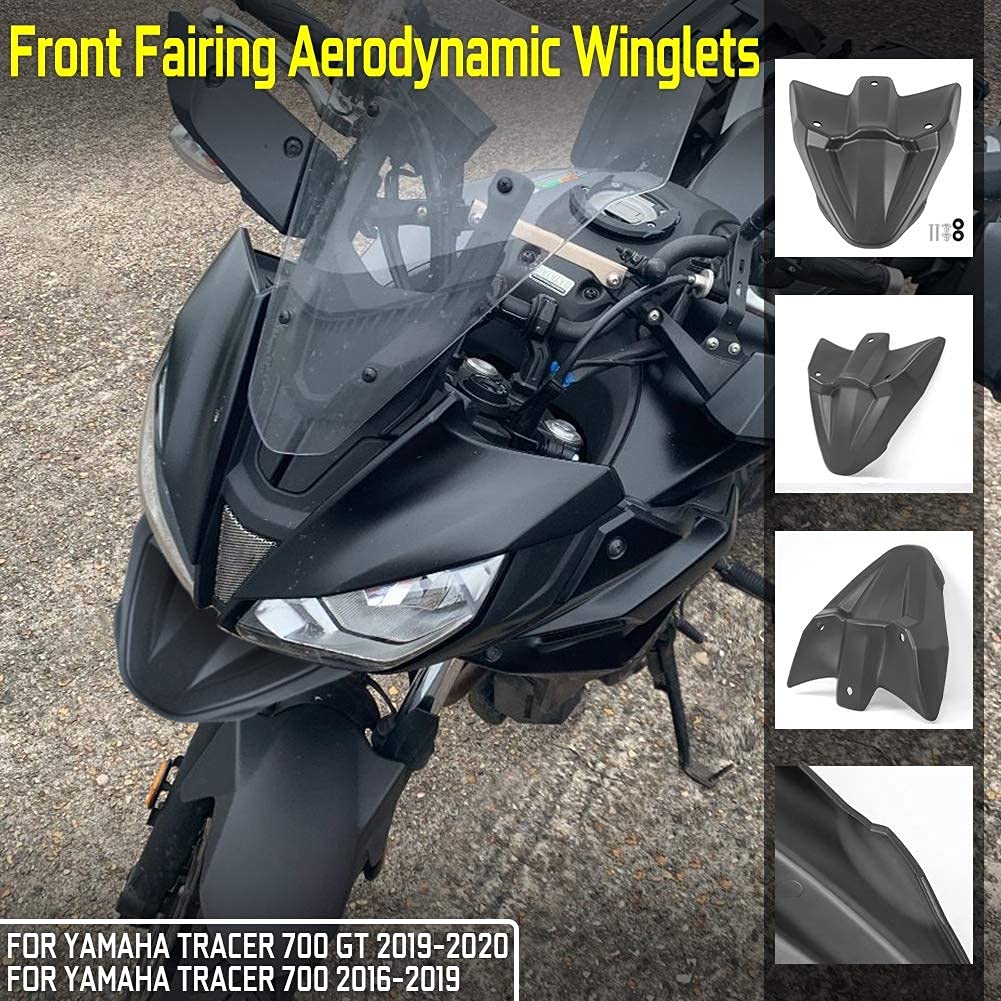Sport Touring Moto Phare Avant Roue Garde-Boue Bec Extension Nez Cône Garde Extender Couverture Capot Support de Compatibilité : pour Tracer 700 Tracer700 GT 2016 2017 2018 2019 (Noir)