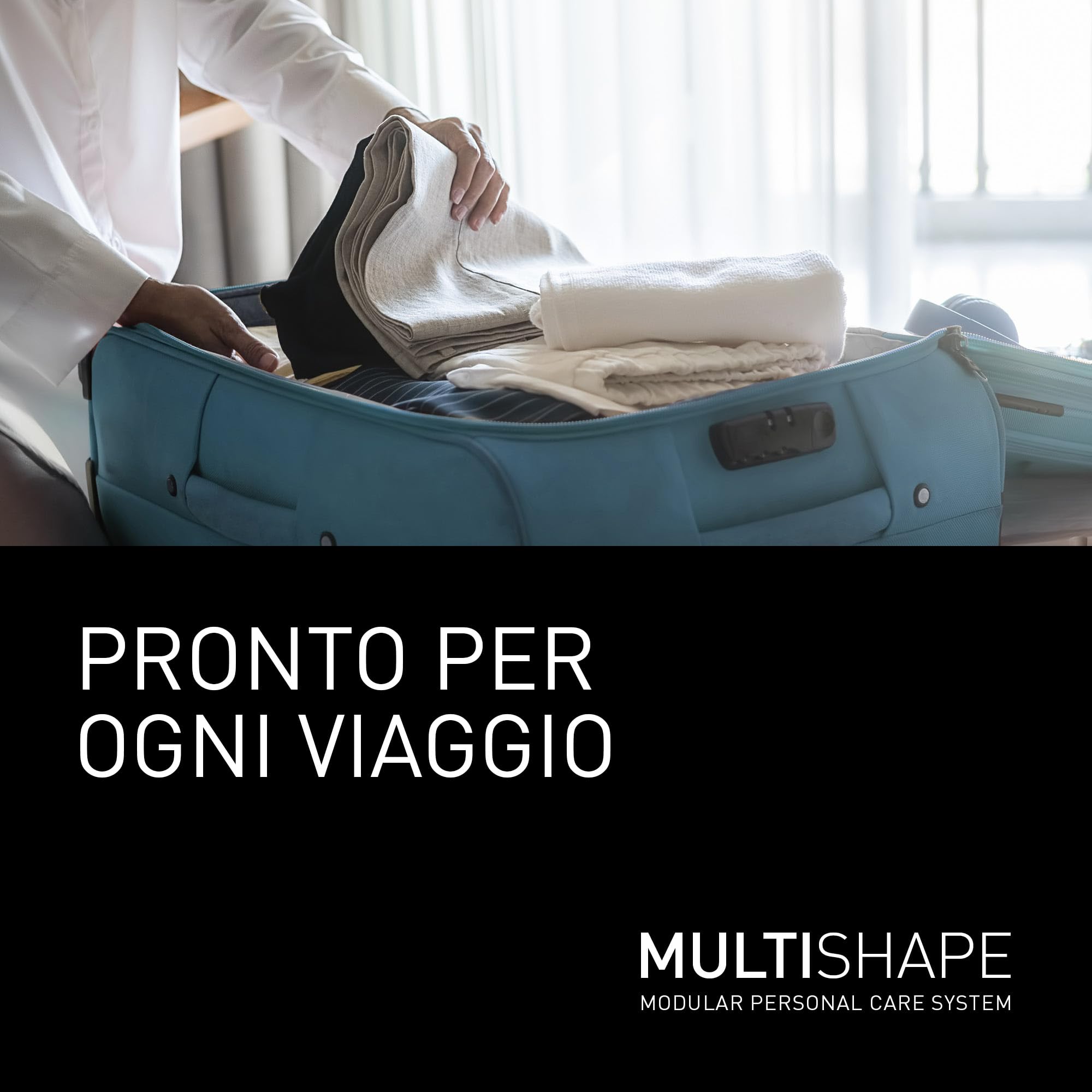 Panasonic ER-CKL3-A301 MULTISHAPE [Sistema Modulare per la Cura Personale] Kit Tagliacapelli, Unità Principale e Testina Tagliacapelli, 15 Impostazioni di Lunghezza, 4 Pettini, Batteria Li-ion, Nero
