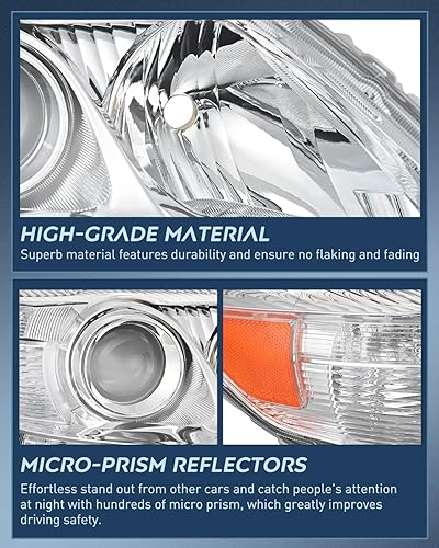 Miniatura 7 de Nilight Conjunto de faros delanteros compatible con Toyota Camry 2010 2011, carcasa cromada, reflector ámbar, lente transparente mejorada para el