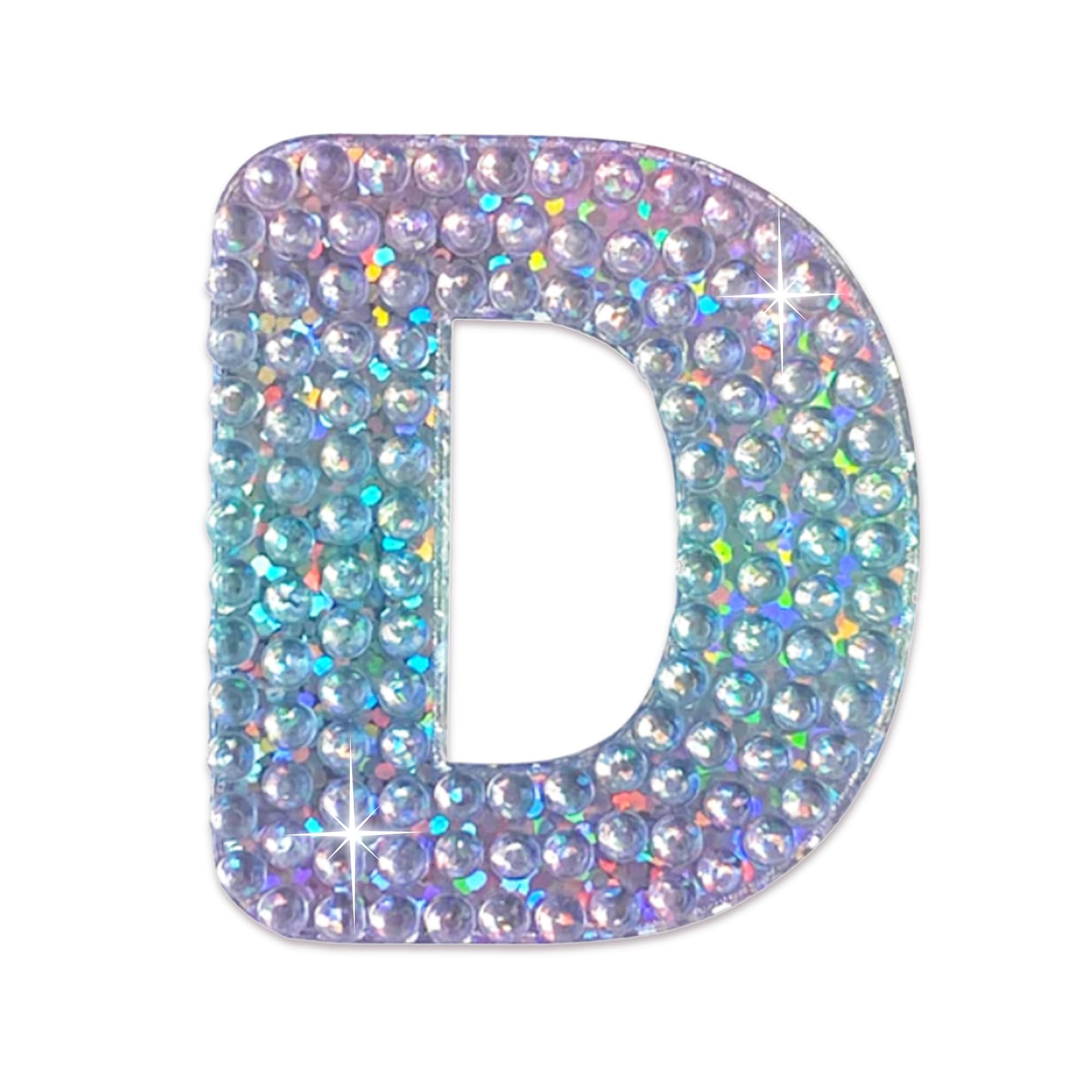 StickerBeans® Sparkly Rhinestone Alphabet Letter Sticker D - Unique Design 2” x 2” Cut-to-Shape Adhesive - Personalization, Collecting, Gifting,