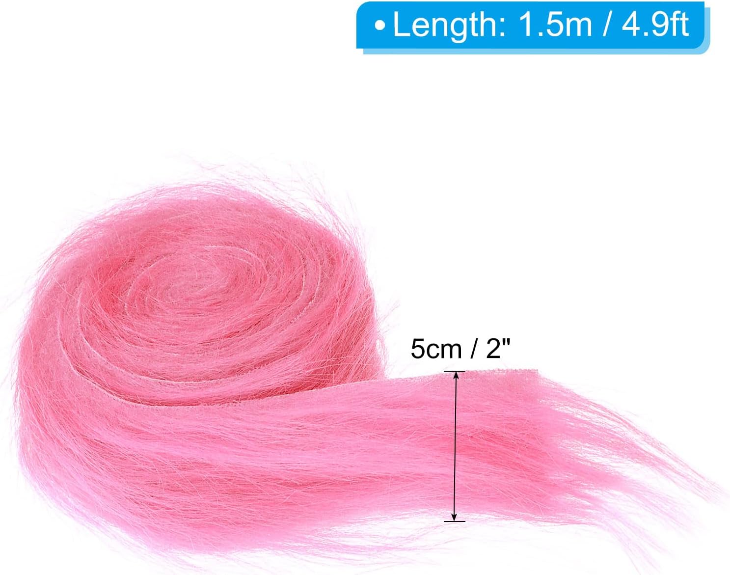 PATIKIL 4.9ft x 2 in Faux Fur Fabric Roll, Plush Precut Strips for DIY Craft Christmas Decoration Cosplay Costume, Pink image 2