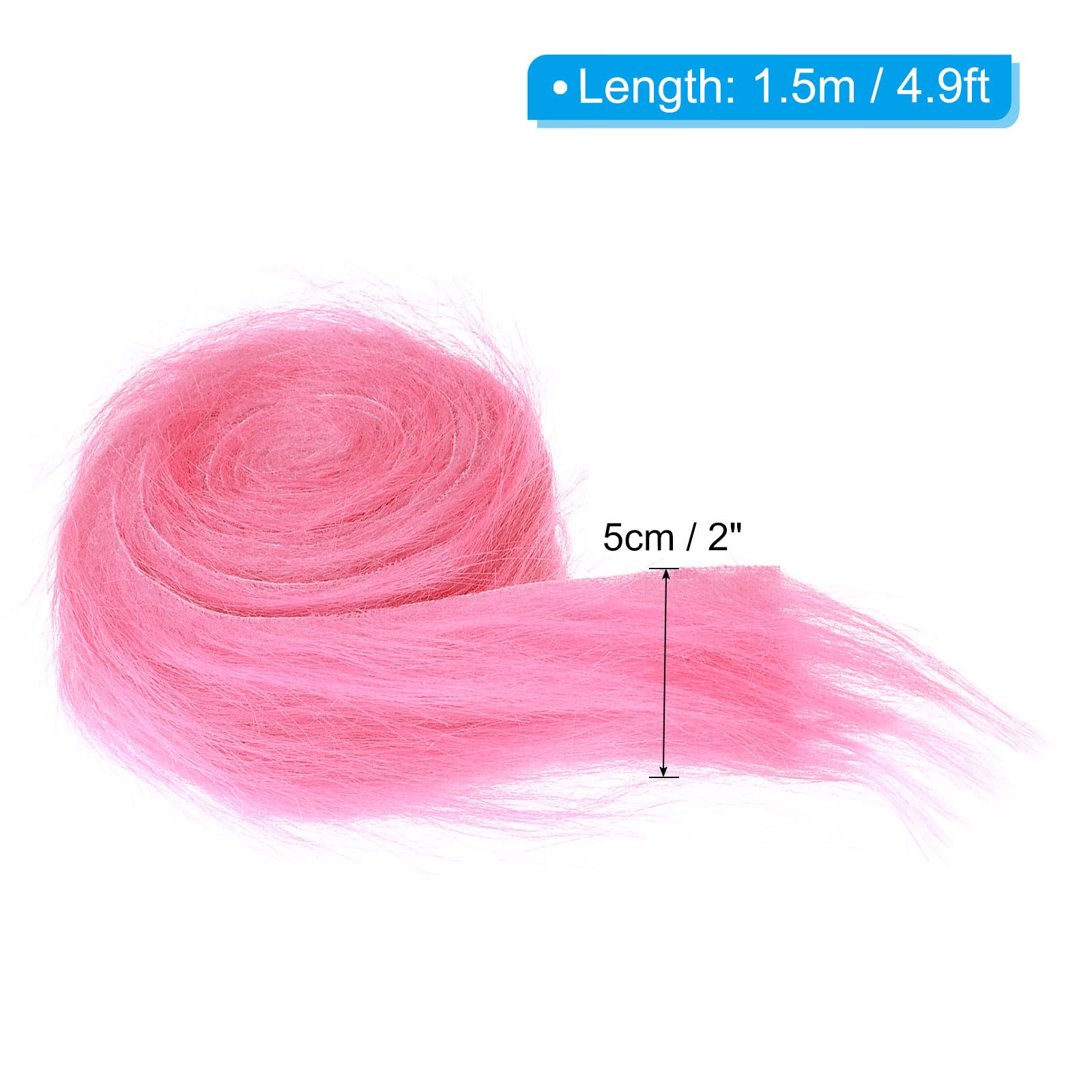PATIKIL 4.9ft x 2 in Faux Fur Fabric Roll, Plush Precut Strips for DIY Craft Christmas Decoration Cosplay Costume, Pink - Image 2