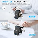 SHIELDON Genuine Leather Wallet Stand, Strong Magnetic Phone Wallet, Angle Adjustment, 6 Card Holders, RFID Blocking, Compatible with iPhone 17 Pro/Max/Plus, 16/15/14/13/12 - Nappa Black
