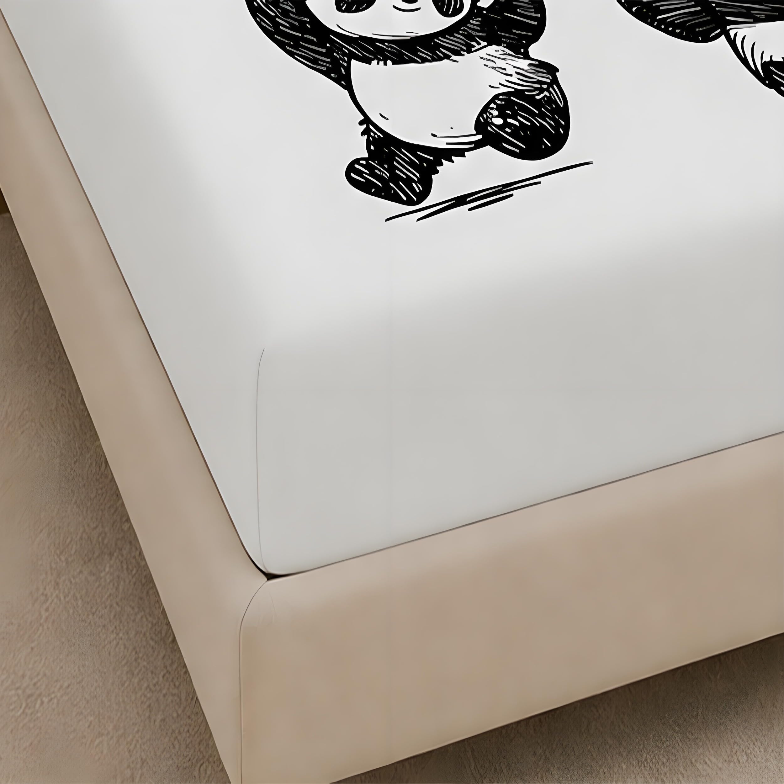 Lenzuolo con Angoli Matrimoniale Motivo Panda 200x200 cm