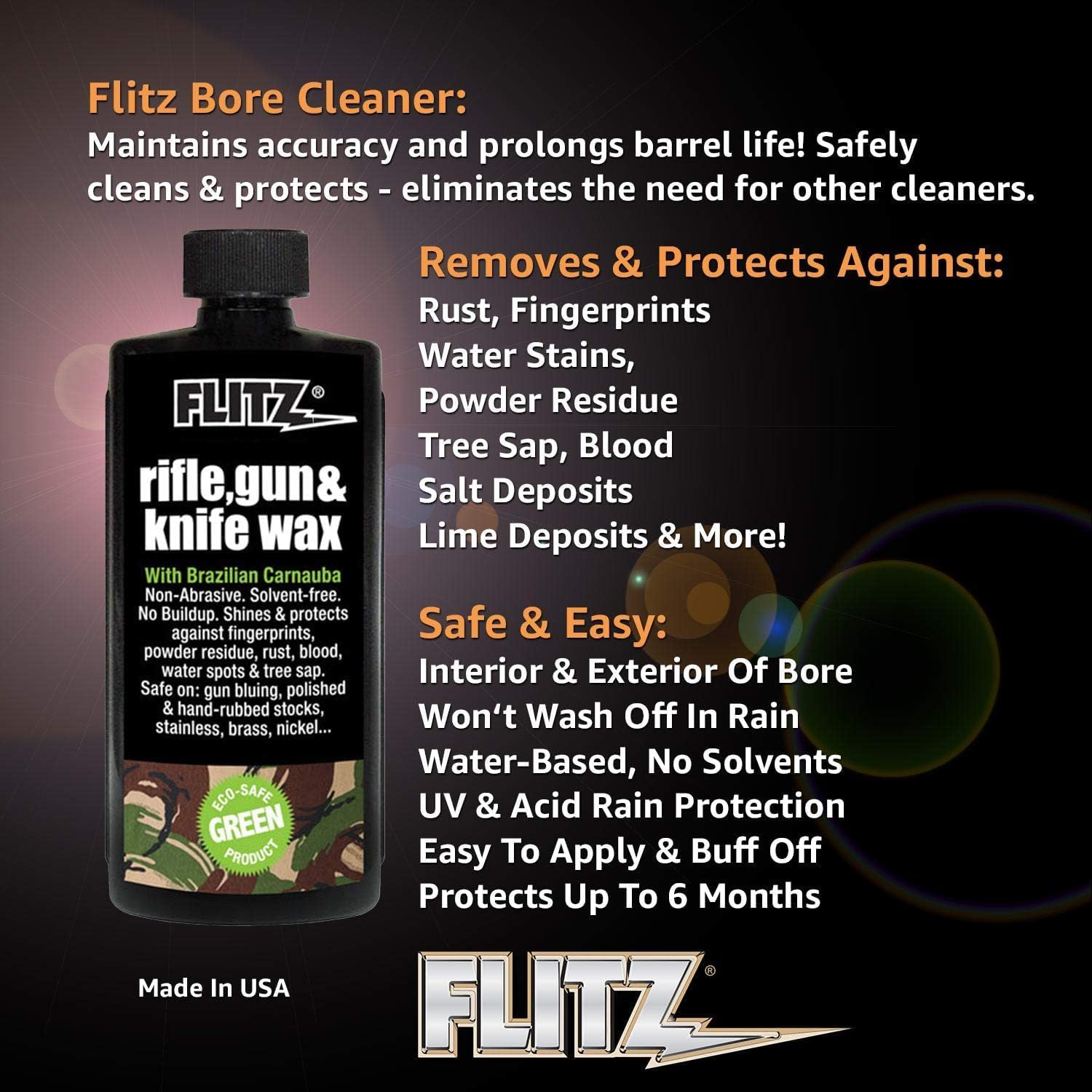 Flitz Rifle, Gun, Knife Wax - 7.6oz Bottle of USA-Made, Premium Beeswax & Carnauba Wax to Polish, Protect, & Remove Water Stains, Fingerprints, Rust - Non-Abrasive, Water-Based Gun Stock Wax (3 Pack)