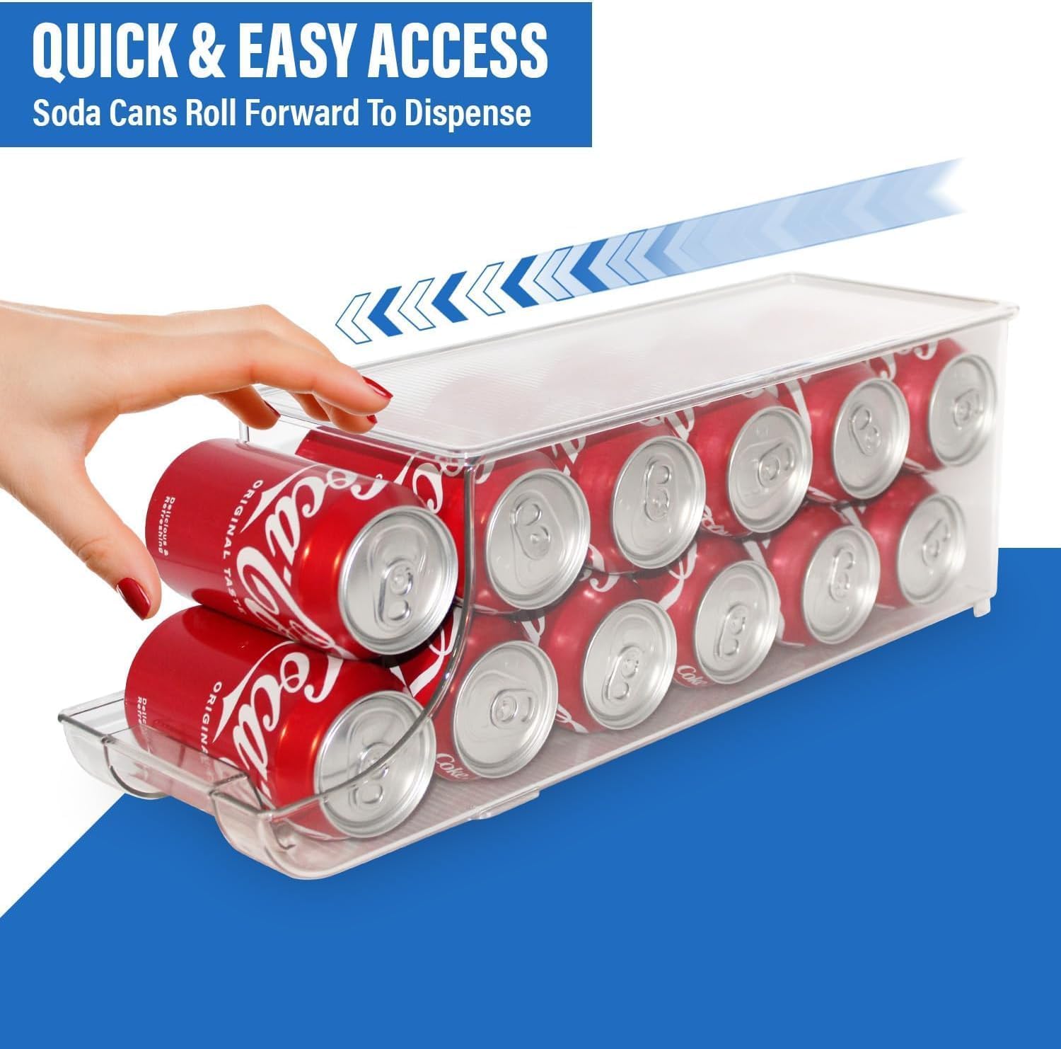 Organizador de latas de refresco con tapas, dispensador de latas de refresco apilable para refrigerador, organizador de latas transparente y contenedores de almacenamiento para nevera, cocina