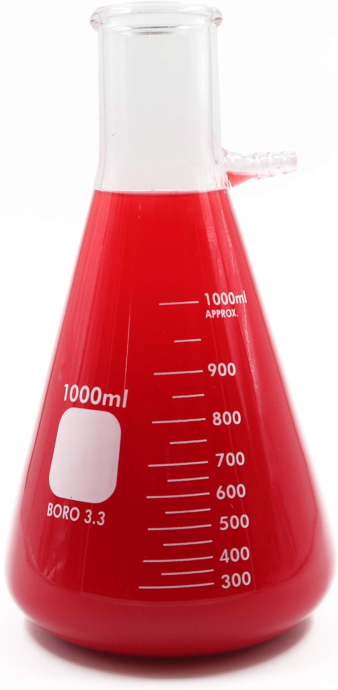 Sciencent 1000ml Buchner Filter Flask Glass Filtering Flask Heavy Wall Graduated - Bolt Neck with Tubulation