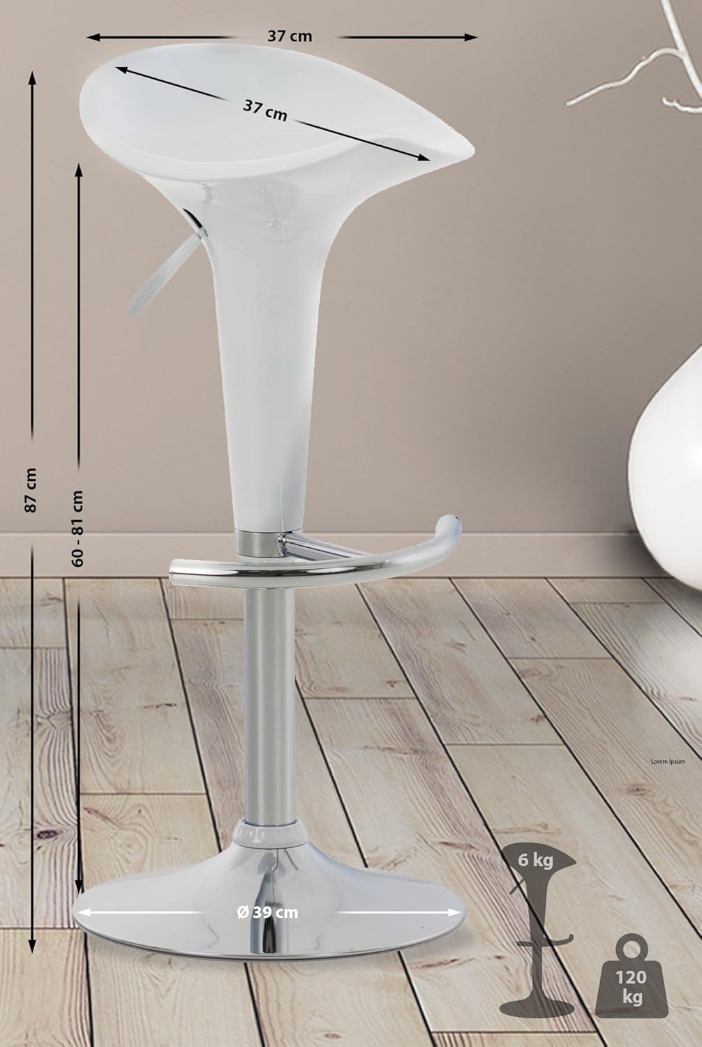 CLP Saddle Bar Stool with dimensions