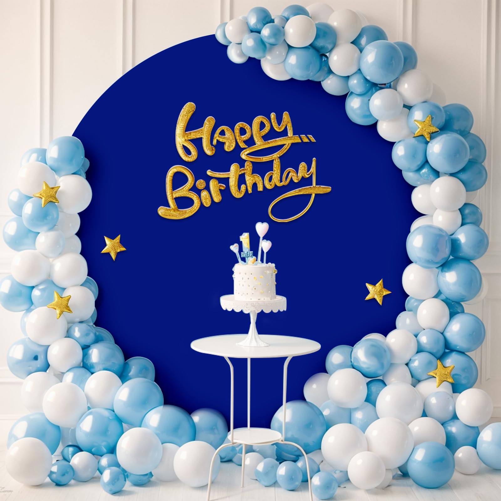 Babenest 7.2FT Royal Blue Round Backdrop Cover, Two-Sided Spandex Circle Balloon Arch Stand Cover for Party Wedding Ceremony Birthday Baby Shower