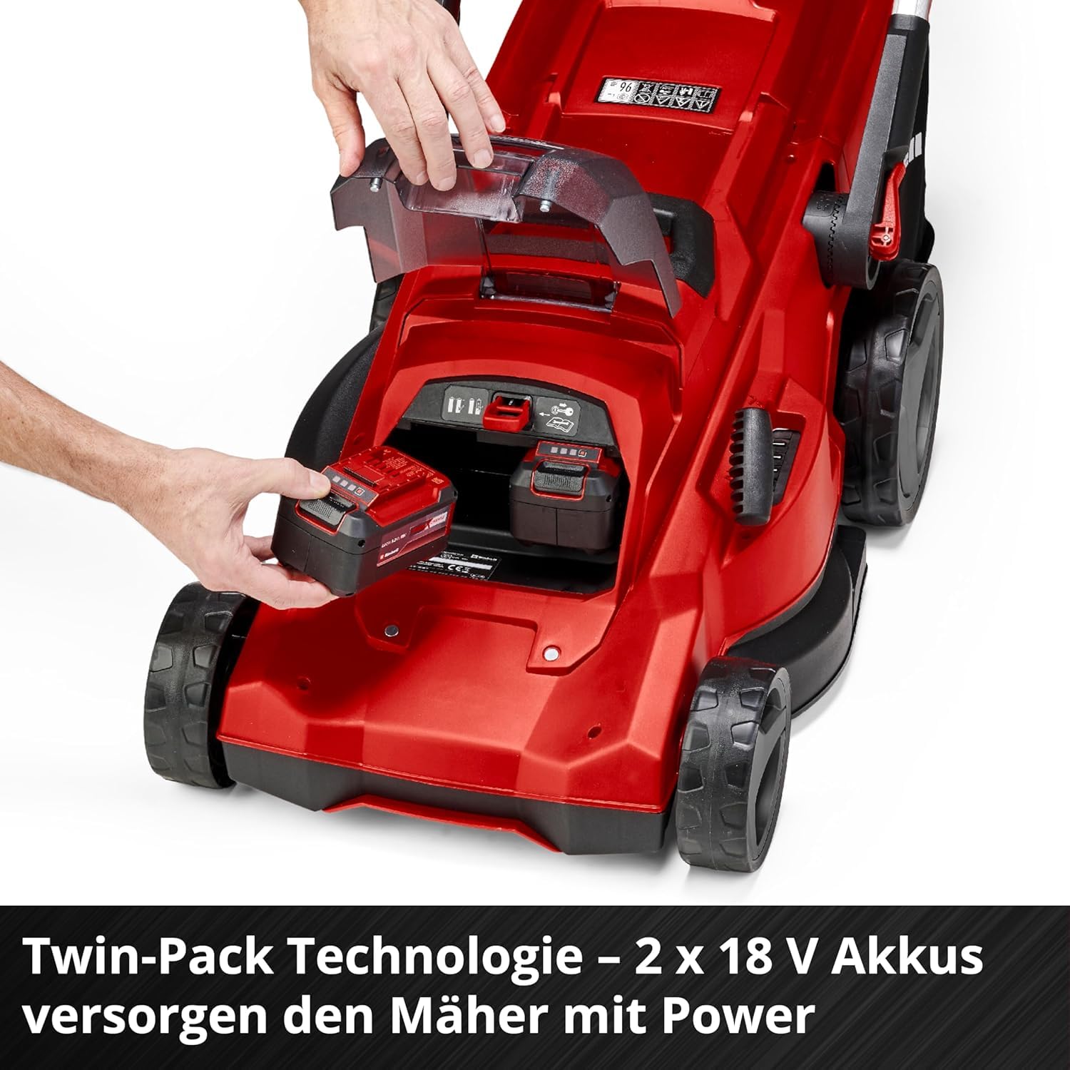 Einhell Akku-Rasenmäher RASARRO 36/42 Kit Power X-Change (36V, 42 cm Schnittbreite, bis 725 m², Brushless, 50L Fangkorb, Mulchfunktion, inkl. 2X 5,2Ah + 1x Twincharger)
