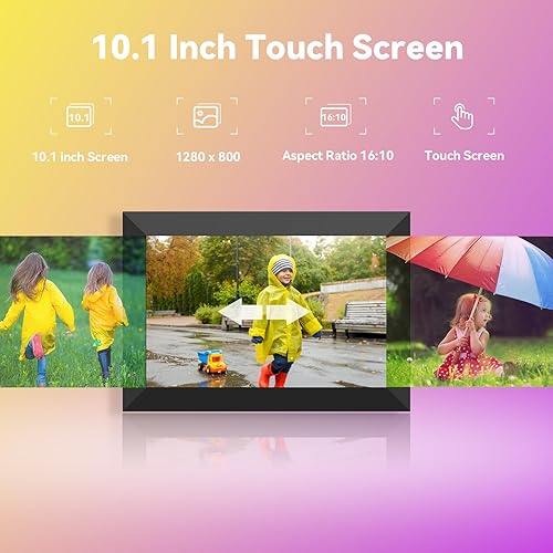 Miniatura 7 de Dasfiwo Marco de fotos digital de 10.1 pulgadas, Smart WiFi, marco de fotos digital 1280 x 800 HD IPS, rotación automática, comparte fotos o videos