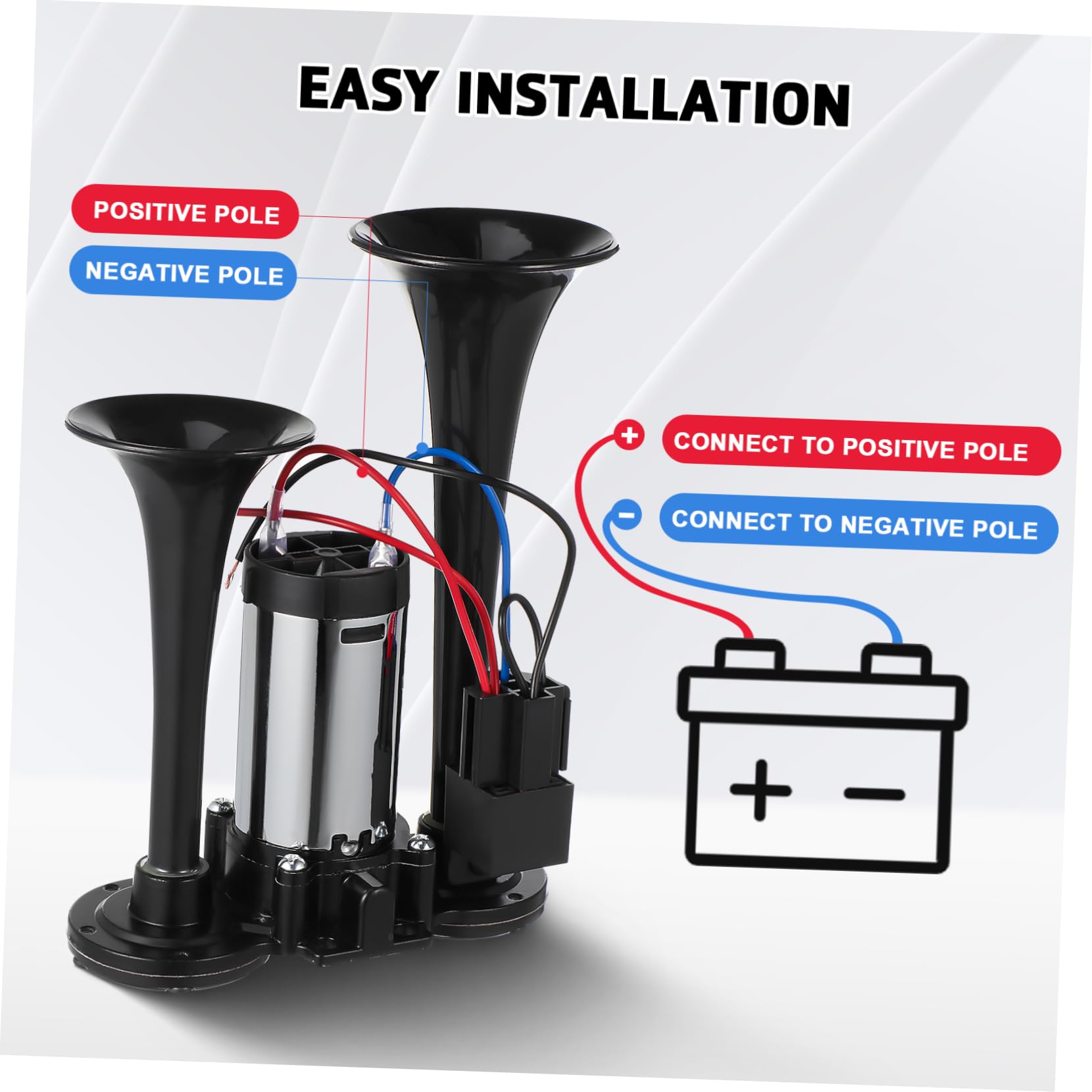 Bocina Eléctrica Doble de Metal para Coche Camión Barco Suv con Sonido Potente y Fácil Instalación Resistente y Segura para Advertencias Carretera