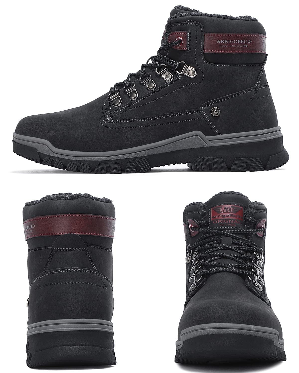 ARRIGO BELLO Stivali Uomo Invernali Scarpe Inverno Calda Foderato Montagna Antiscivolo Trekking Boots Scarponcini Neve Taglia 41-46EU