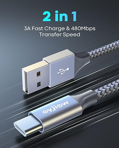 Miniatura 4 de Cable USB C 3 pies, paquete de 3, eyjiew 3A de carga rápida USB A a tipo C Cable trenzado compatible con Samsung Galaxy S22 S21 S20 S10 S9 Ultra 5G,