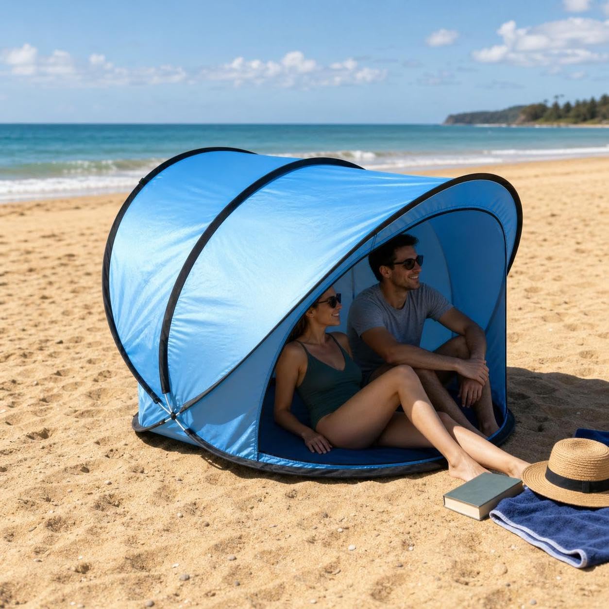 Tente Plage Automatique Anti | Polyester - coupe-vent - installation automatique - idéal plage solaire Pour la famille - Pour enfants