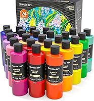 Shuttle Art Acrylic Paint Set: 24 Vibrant Colors, 250ml/8.45oz Bottles, Rich Pigments & High Viscosity for Artists, Kids, Crafts on Canvas, Rocks, Wood