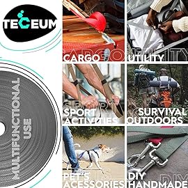 TECEUM 1 Inch Webbing - Charcoal - 10 Yards - 1 Webbing for Climbing Outdoors Indoors Crafting DIY nw