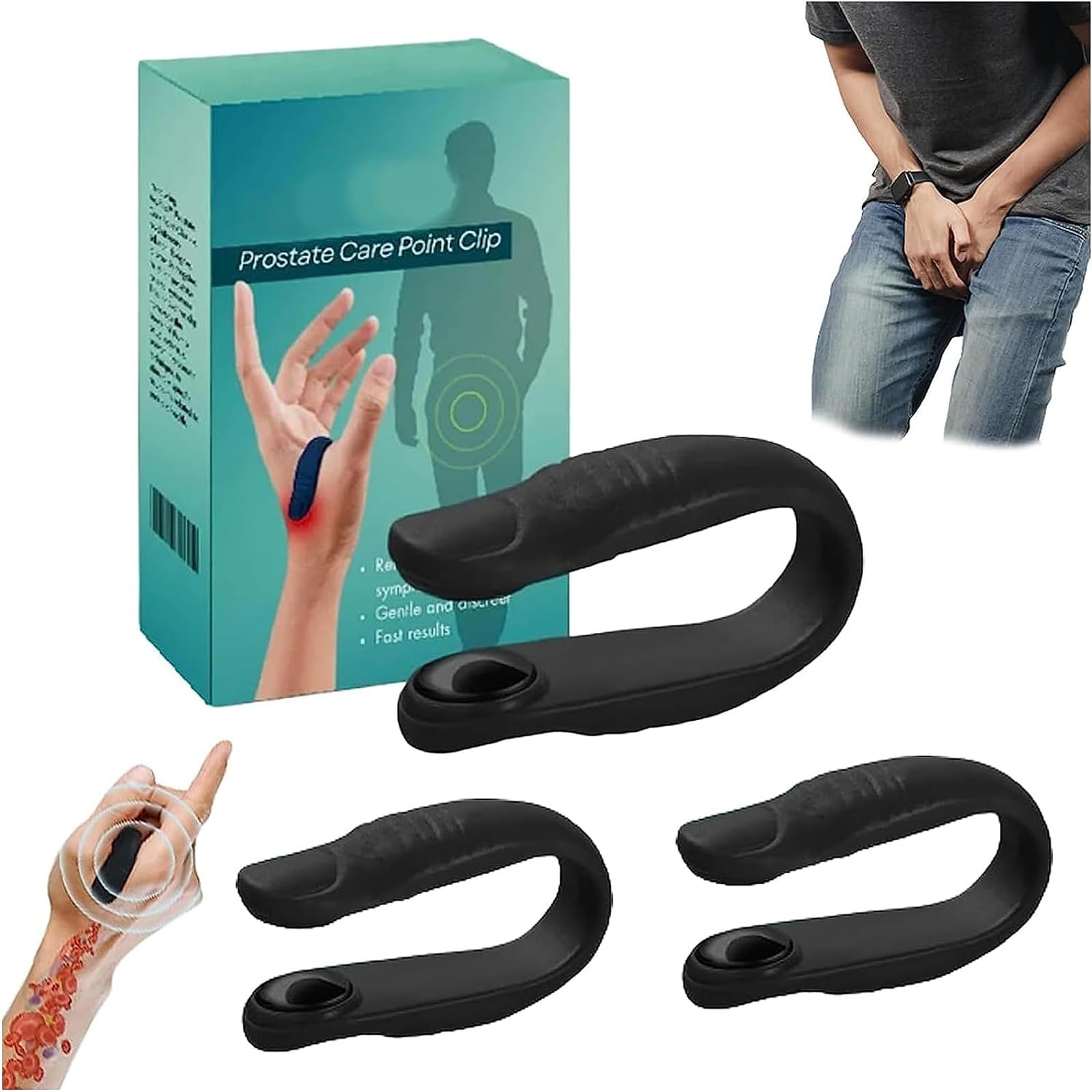 EXQST Acupressure Hand Pressure Point Clip Prostate Care Point Clip Relief Tension Anxiety Clip L14 Acupressure Point Clips Relieves Prostate Discomfort