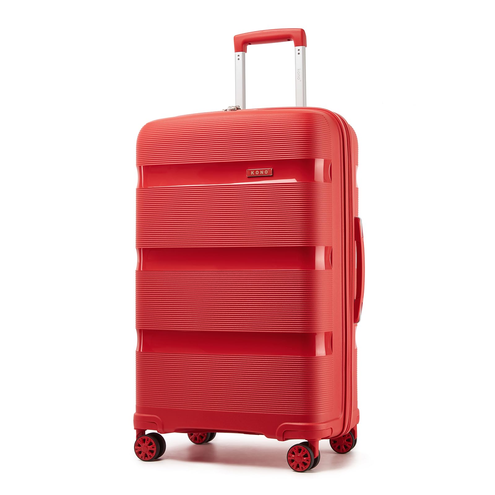 Kono 28 Inch Hard Shell PP Luggage, 4 Spinner Wheels Suitcase, Red