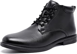 AMAPO Men Oxford Derby Boots,Comfort Casual Dress Boot for Men,Lace-Up Side Zipper