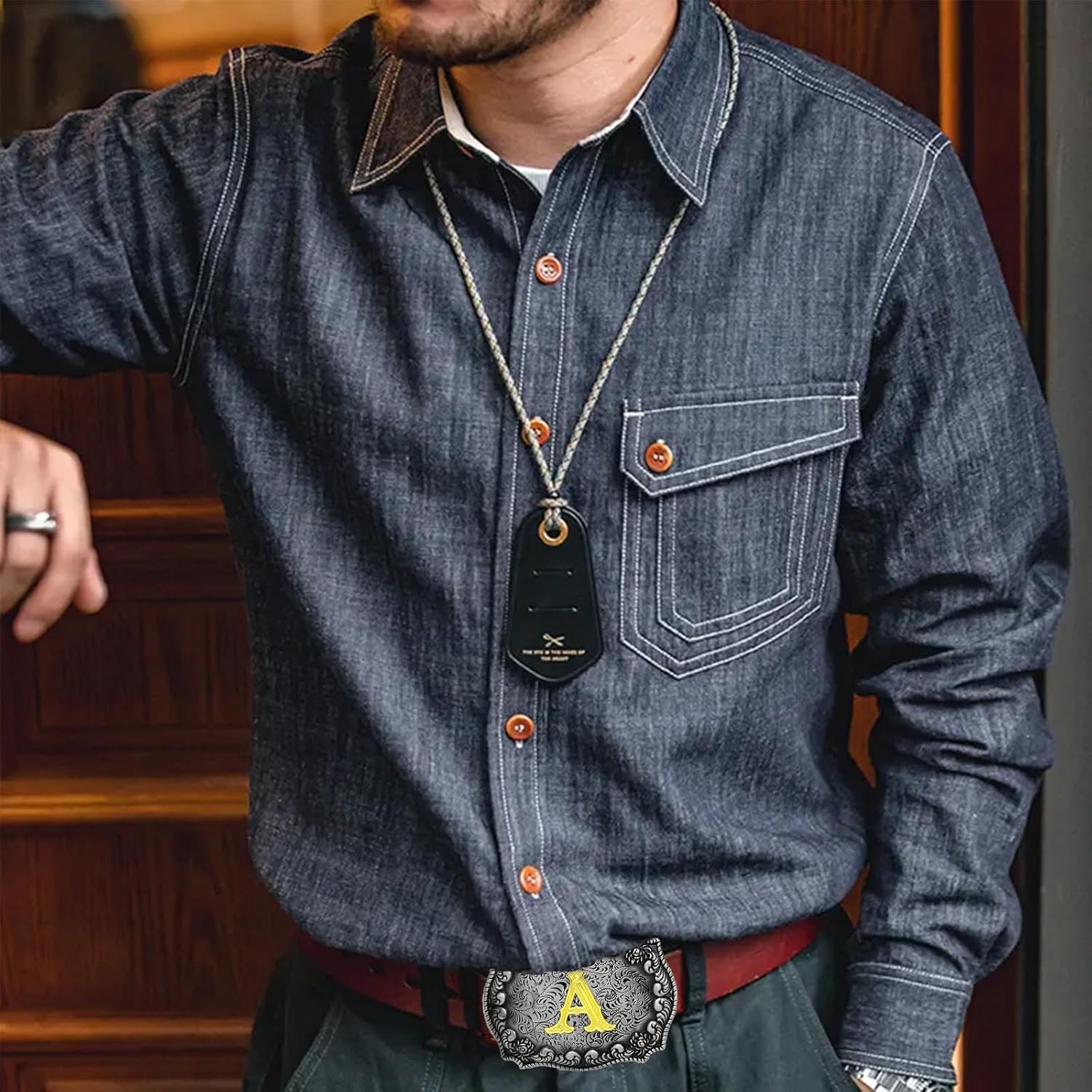 Western Belt Buckle Cowboy Rodeo Large Belt Buckles with Initial Letter ABCDEFG to Z for Men Women