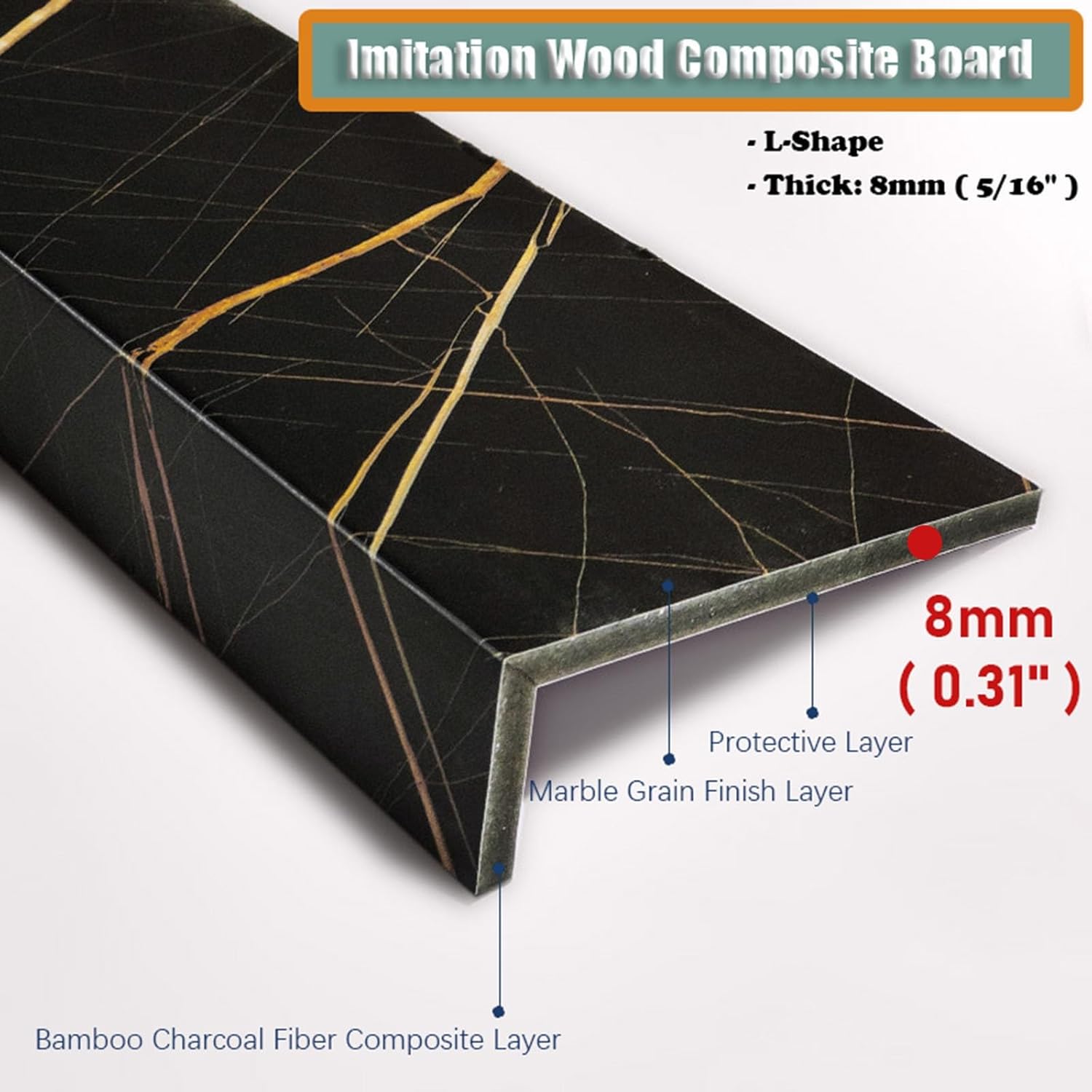 Window Sill Covering Ledge Guard Protector, Black Marble-Style Finish Kitchen Countertop Edging, Custom Sizes, Window/Door Frame A