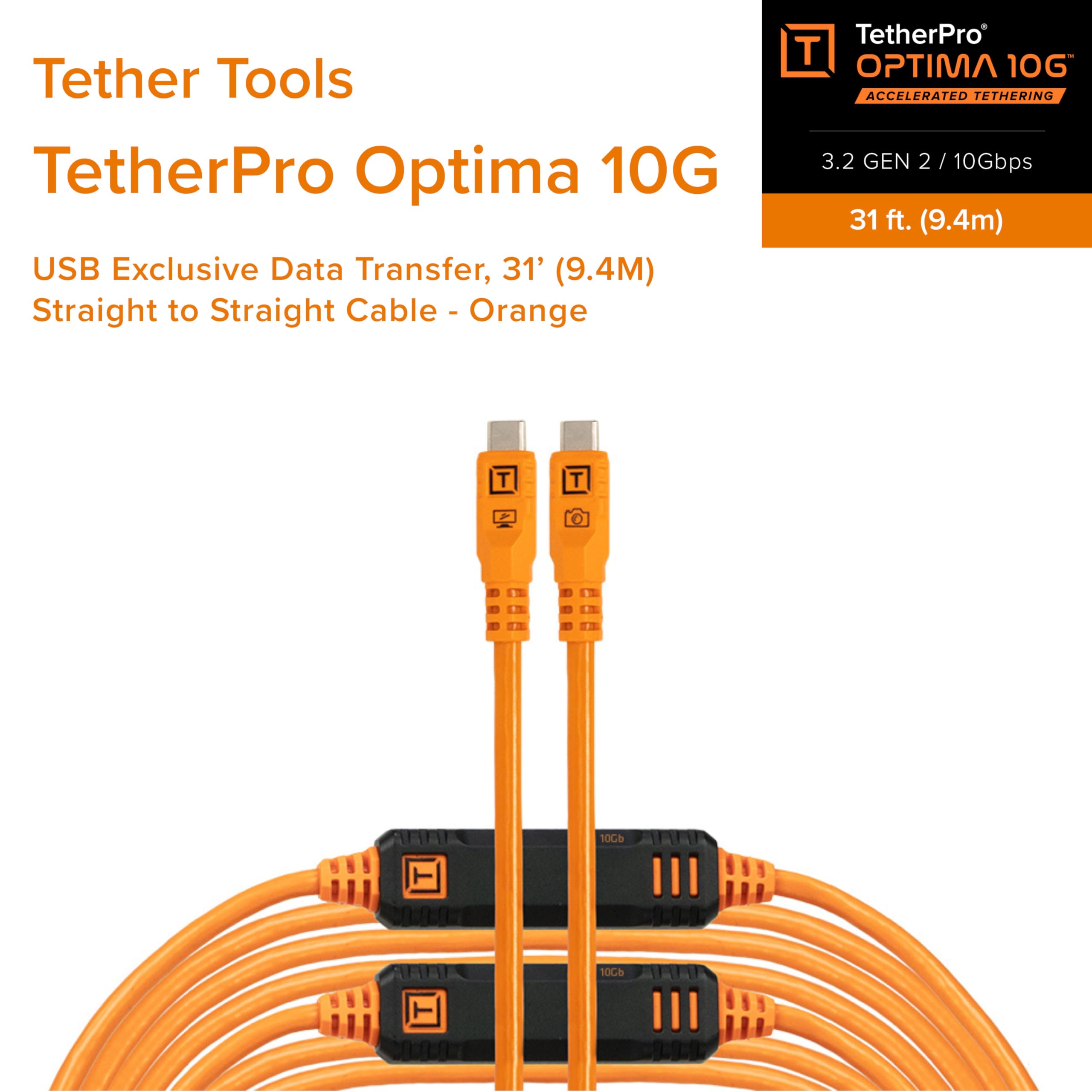 Tether Tools TetherPro USB-C Optima 10G diritta arancio 9,4m