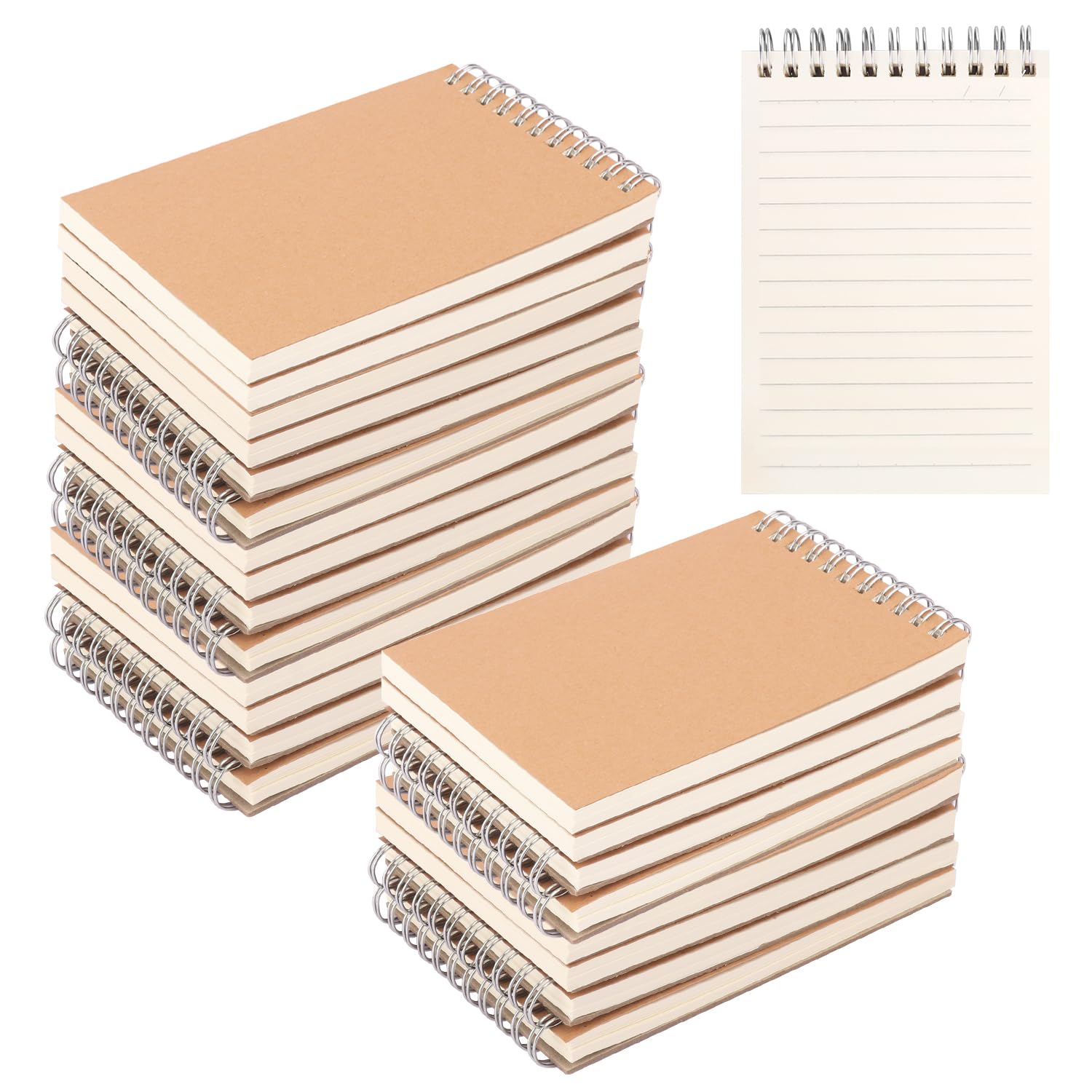 IHDYPPEW Paquete de 24 cuadernos rayados en espiral marrón, cuadernos A6 con espiral superior, cuadernos medianos versátiles para el trabajo, estudio y regalos, suministros de oficina, escuela (80