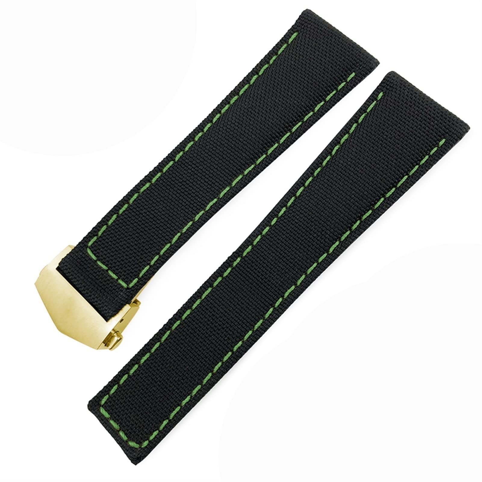 Bracelet nylon 22mm pour Tag Heuer Aquaracer avec boucle pliable robuste noir vert or