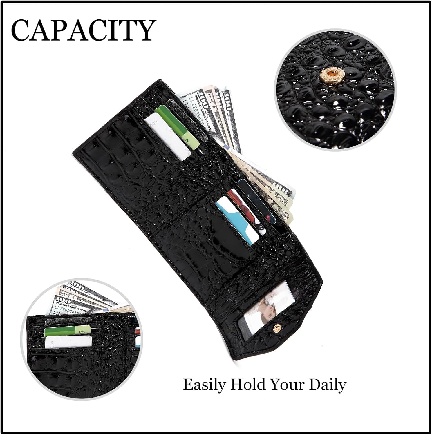 Crocodile Small Wallets Short Vintage Leather Credit Card Holder Luxury Clutch Mini Coin Purse for Women - Image 5