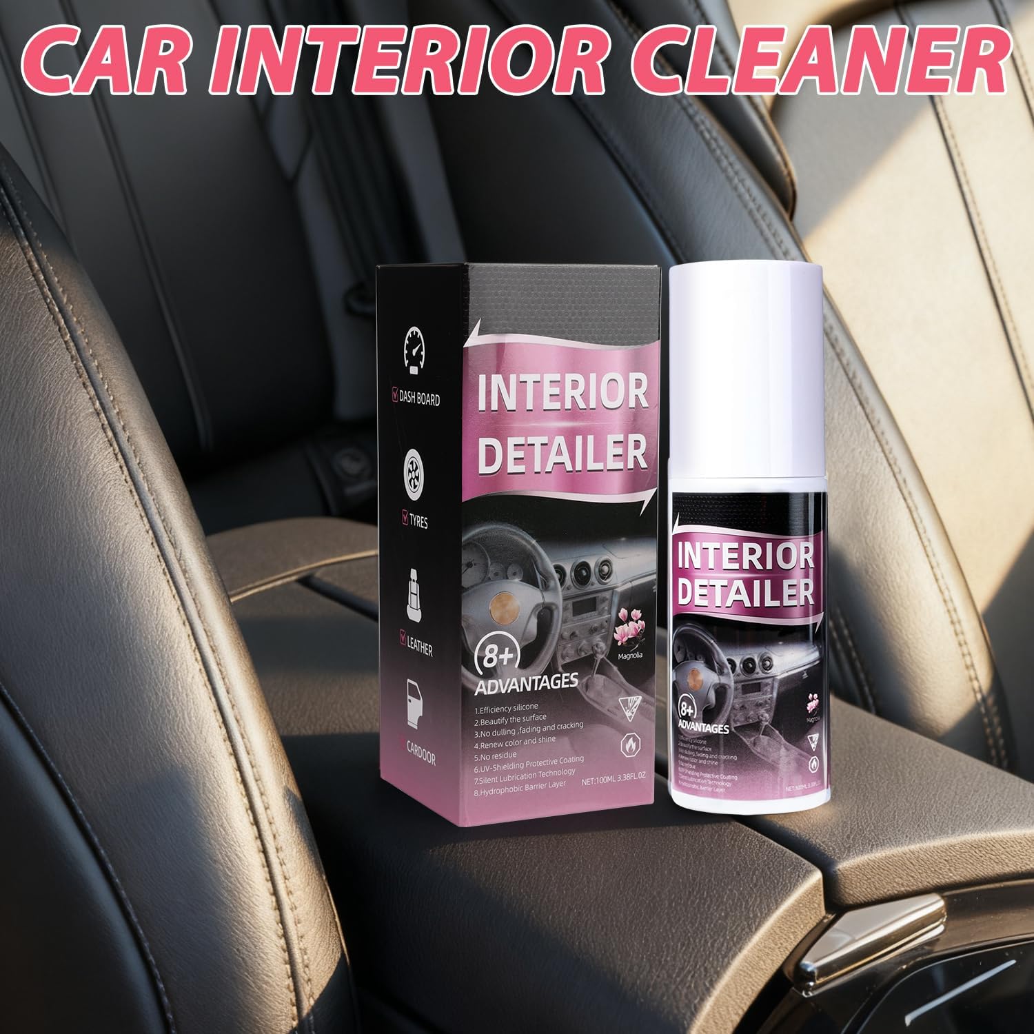 2pcs Car Interior Cleaner,Deep Cleaner Polishing, Large 15 Ounce Capacity Interior Detailer, Tire Cleaner, Suitable for Cleaning Rubber, Plastic, leather Surfaces Inside the Car - Image 2