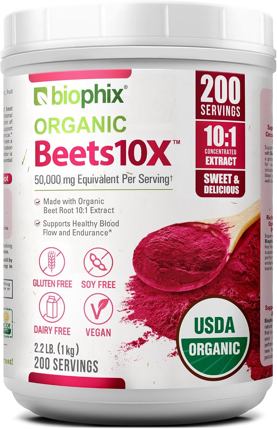 Amazon.com: biophix Organic Beets 10X Beet Root Powder 2.2 lb 50000 mg ...