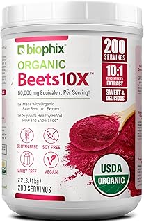 biophix Organic Beets 10X Beet Root Powder 2.2 lb 50000 mg Equivalent - Superfood - Powerful Antioxidant - Rich in Nitric Oxide - Supports Heart Health - Natural Flavor - No Sugar Added