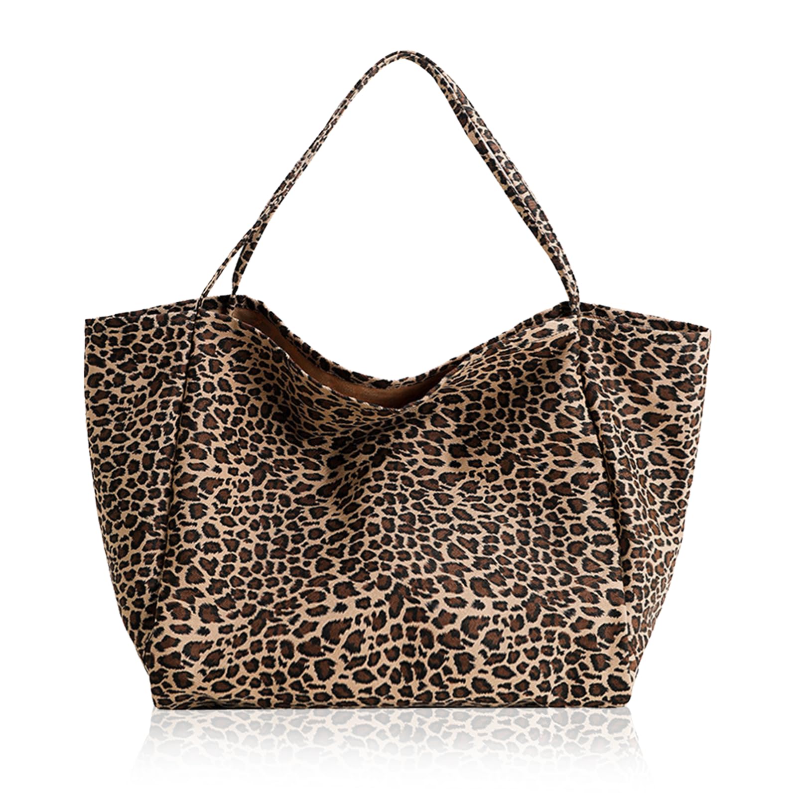 Damska torba na ramię, wzór panterki, płócienna torebka 41 x 22 x 37 cm, duża torba na zakupy, torba do noszenia na co dzień, do biura, na zakupy w podróż
