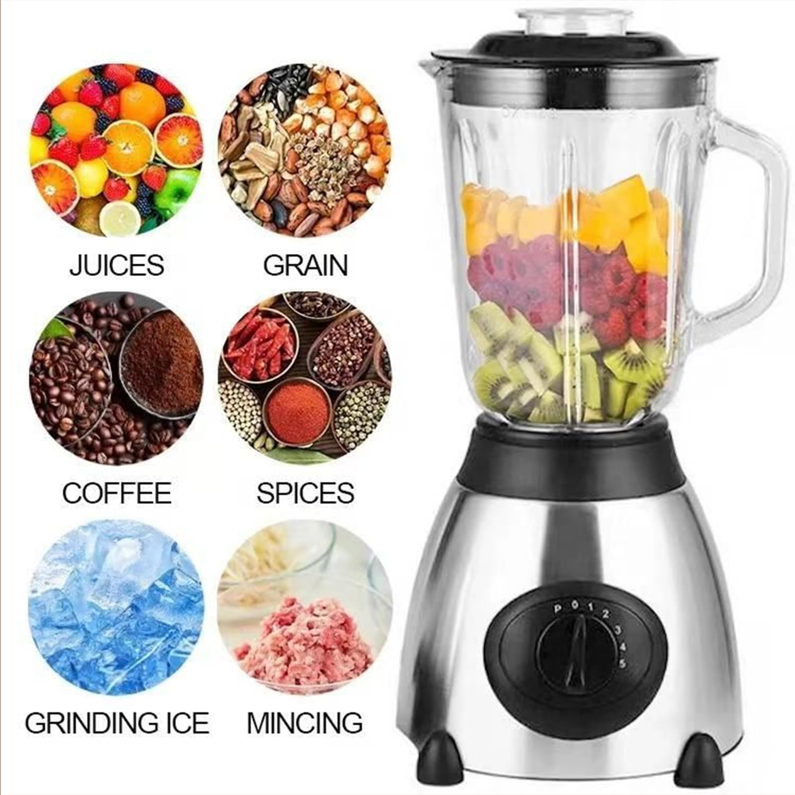 Standmixer Großvolumiger Gewürz- Und Lebensmittelzerkleinerer Mit Hoher | Hochgeschwindigkeits-Mixer für Lebensmittel Für Studenten Erwachsene Zuhause
