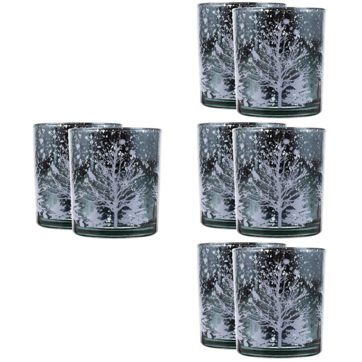 Toyvian 8 Piezas Portavelas de Cristal Navideño Diseño de Árbol de Navidad