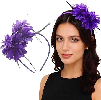 Purple Fascinators Hats for Women Tea Party Hats for Womens Fascinators for Women Fascinator Headband Kentucky Derby Hats for Women Feather Headband Purple