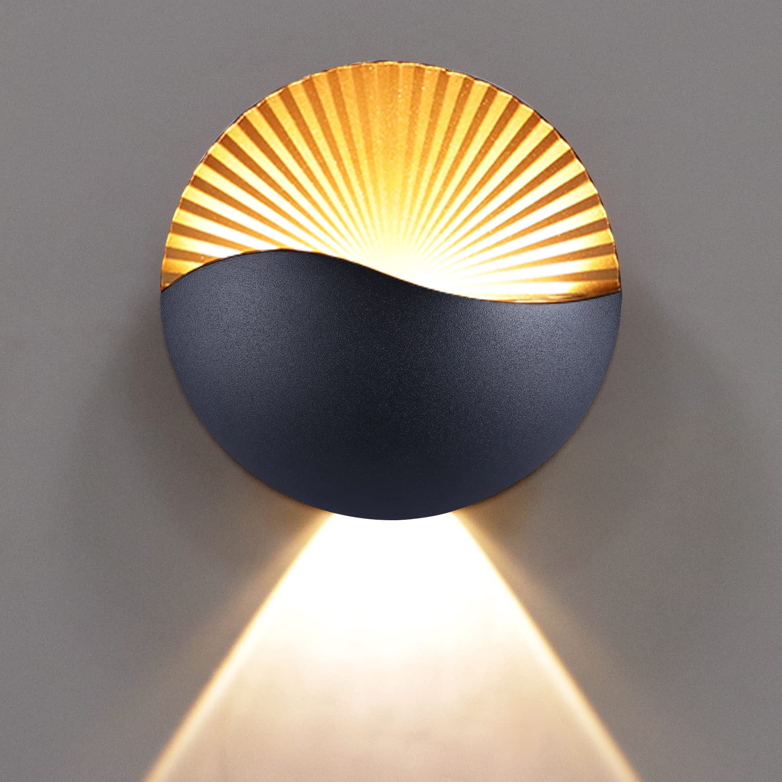 Kawell Modern Creative 12W LED Wall Sconce Waterproof Wall Light Indoor Outdoor Lamp Sunrise Effect Art Deco for Bedroom, Living Room, Bathroom, Cafe,