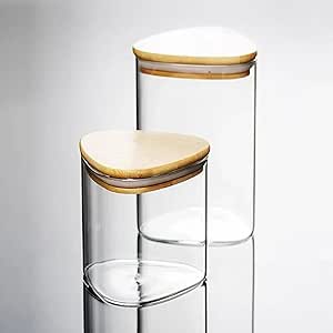 Amazon.com: Femora Triangle Borosilicate Glass Jar for Kitchen Storage ...