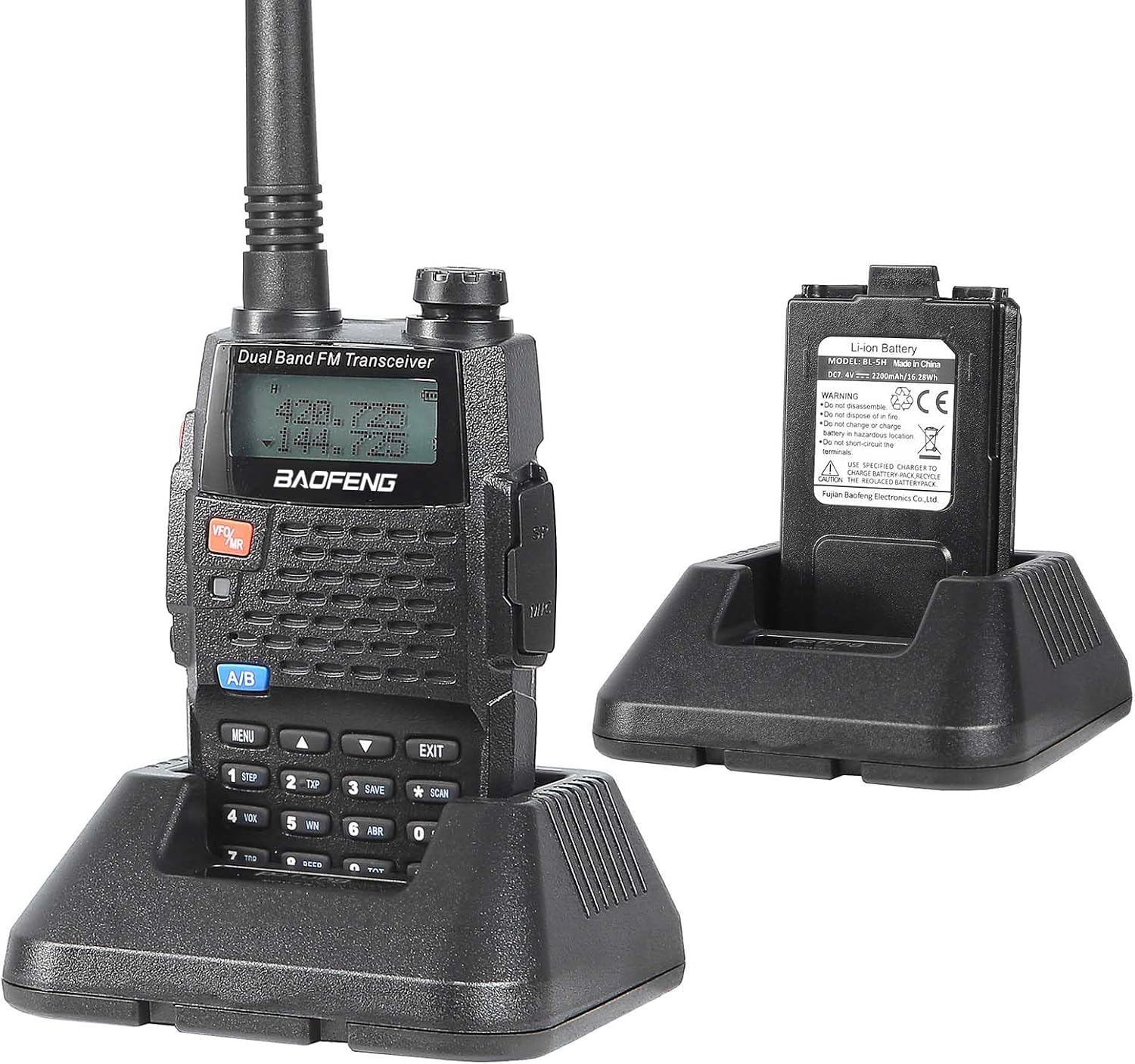 Baofeng UV-5RE Plus Dual Band Two Way Radio Handheld Ham Radio Long Range Walkie Talkies Pack of 6 for Hiking Camping Hunting Skiing Trip(Black) with 8W