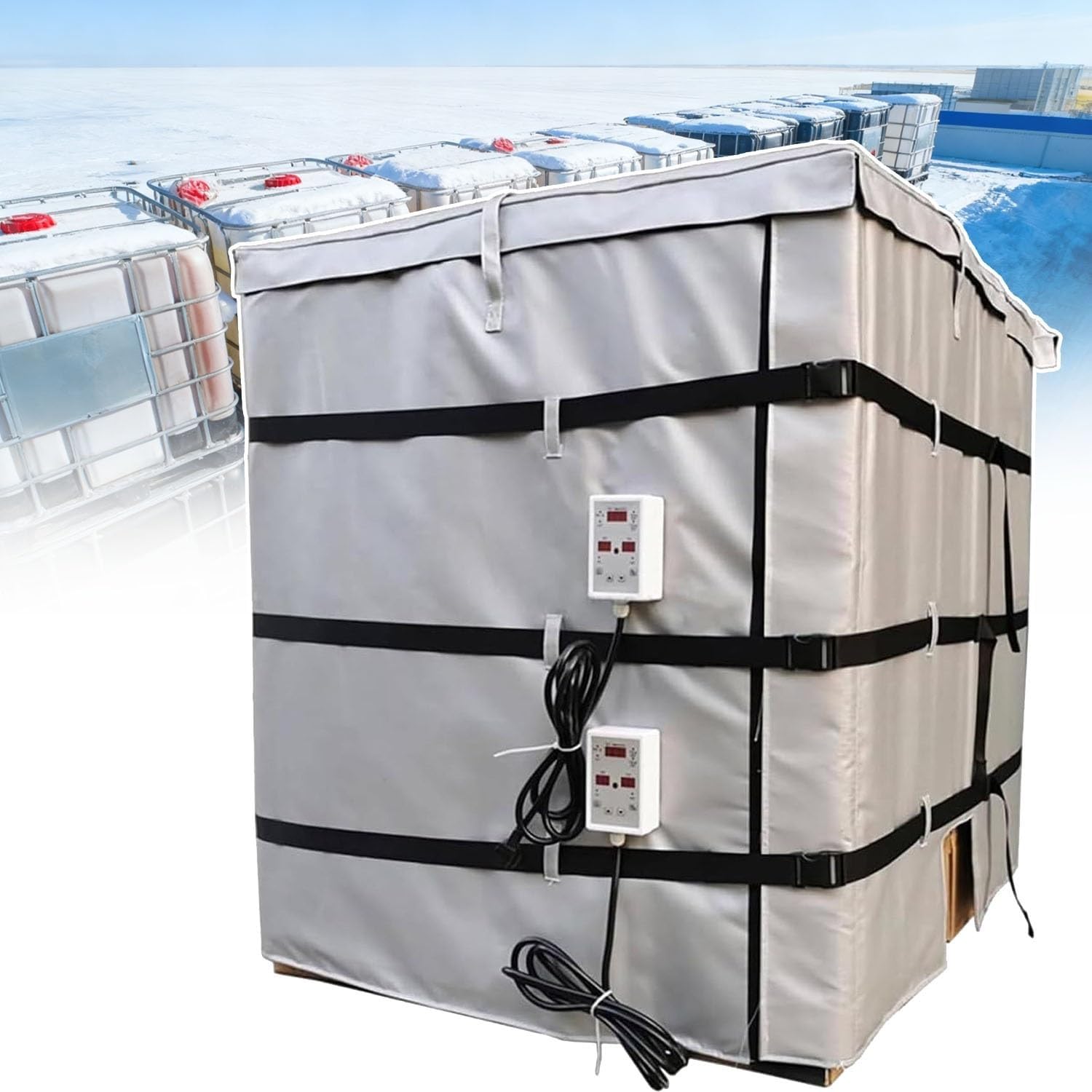 Podgrzewacz Beczek IBC O Pojemności 200 L/1000 L | Z Regulatorem Temperatury 0~150℃/30-302℉, Wodoodporny Koc Izolacyjny Do Ogrzewania, Do Ekstremalnie Niskich Temperatur