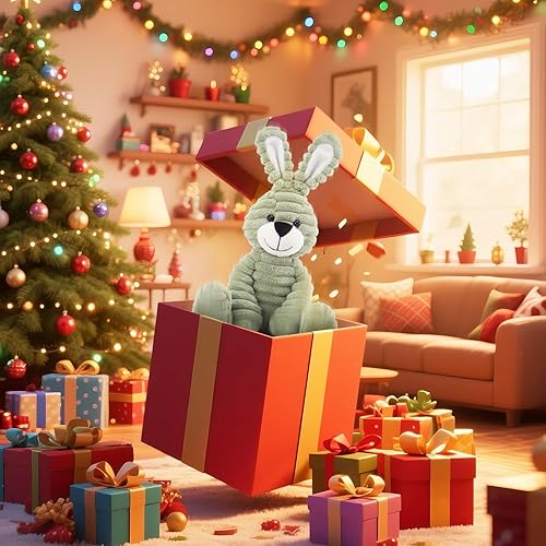 Miniatura 2 de Apricot Lamb Toys - Conejo de pana de peluche, suave, perfecto para niños (conejo verde, 8.5 pulgadas)