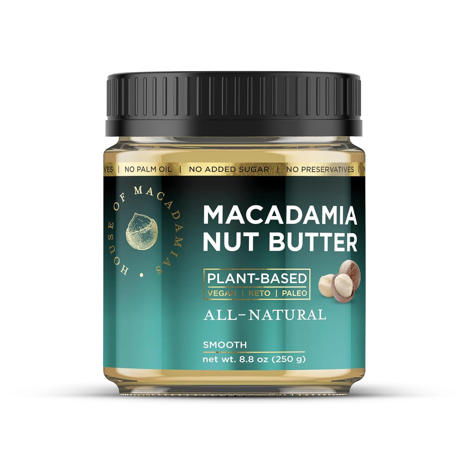 House of Macadamias Macadamia Nut Butter, All Natural - 8.8oz - No Added Sugar, No Palm Oil, Plant-based, No Artificial Ingredients, Keto, Vegan, Creamy